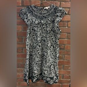 LOFT Textured Black and White Dress